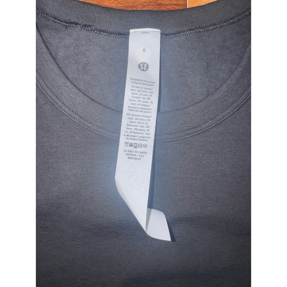 Lululemon Classic-Fit Cotton-Blend Tee Black Size 6 NWT - Picture 3 of 5